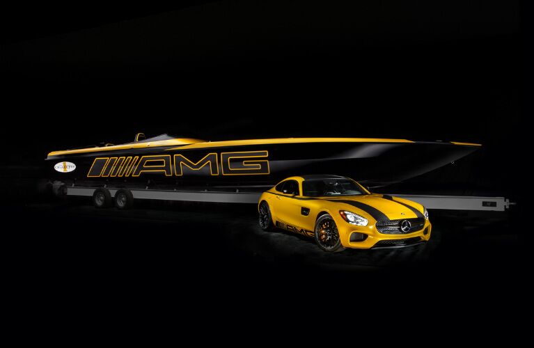 Yellow Mercedes-AMG GT S With Black Racing Stripes