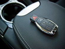 Key fob on vehicle center console