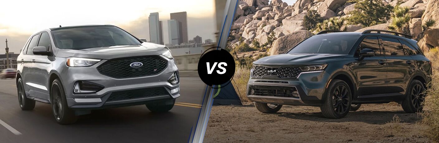 Visual comparison between the 2022 Ford Edge and the 2022 Kia Sorento