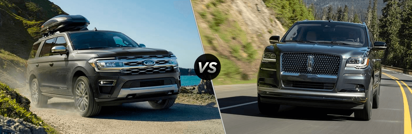 2022 Ford Expedition next to a 2022 Lincoln Navigator