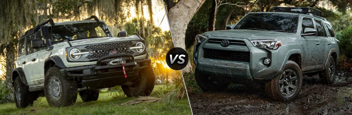 Side by side comparison between 2022 Ford Bronco and 2022 Toyota 4Runner
