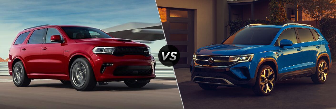 2022 Dodge Durango Vs. 2022 Volkswagen Taos front quarter view