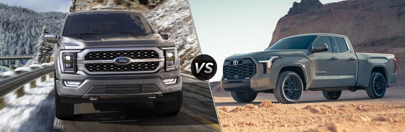 2022 Ford F-150 next to the 2022 Toyota Tundra