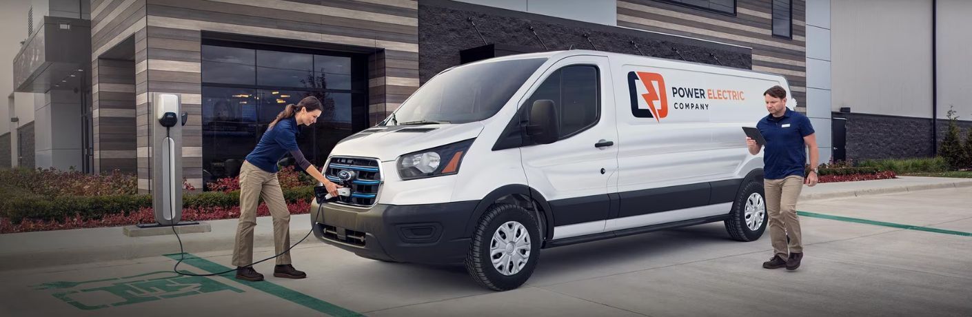 2023 Ford E-Transit Van being charged