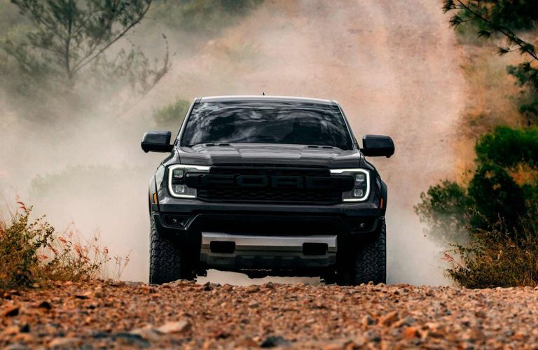 2026 Ford Ranger Raptor front view on a trail