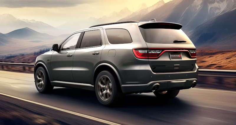 A rear quarter view of the 2025 Dodge Durango