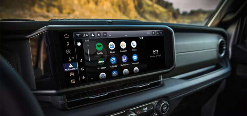 The 2025 infotainment center in the 2025 Jeep Wrangler.