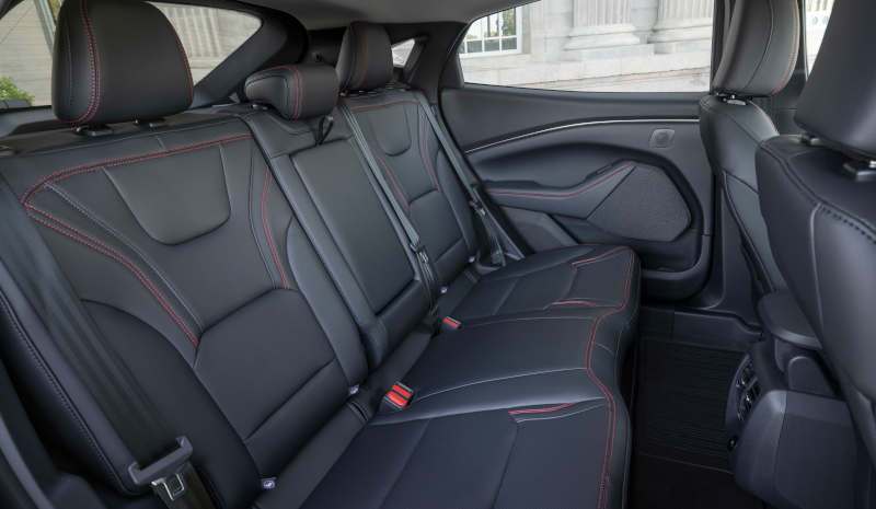 The comfortable and spacious rear seating in the Mustang Mach-E.