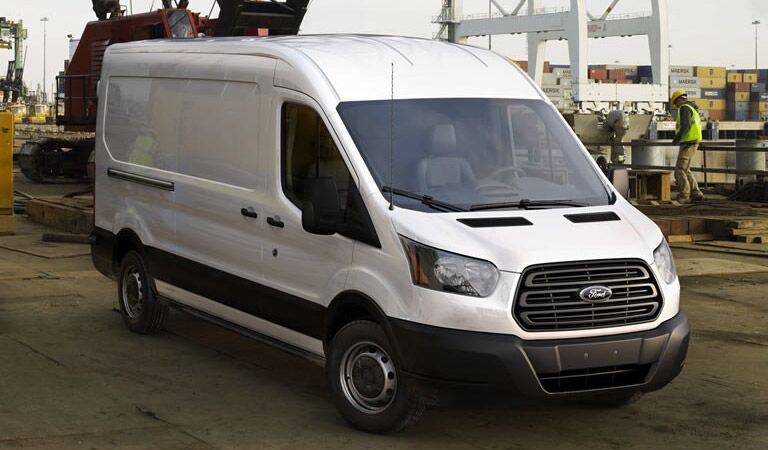 Tall Ford Transit cargo van in white