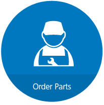Blue circle with cartoon mechanic and "Order Parts" text