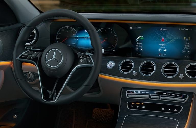 2022 Mercedes-Benz E-Class sedan steering wheel and instrument cluster