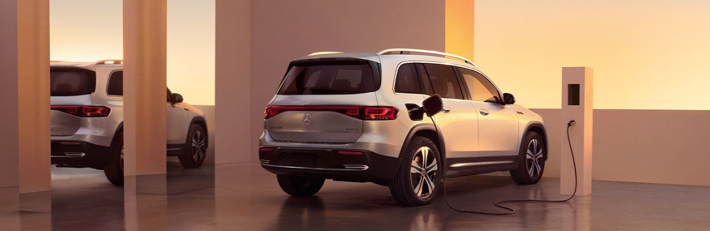 2023 Mercedes-Benz EQB 350 4MATIC SUV plugged in at a charging station