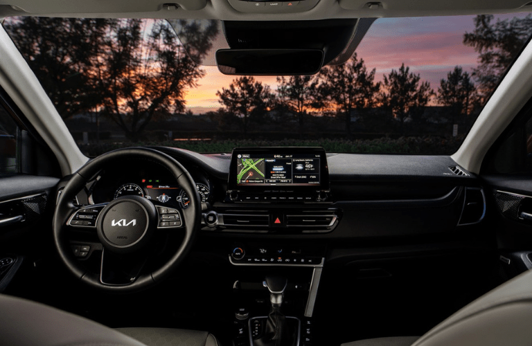 2023 Kia Seltos steering wheel and dashboard