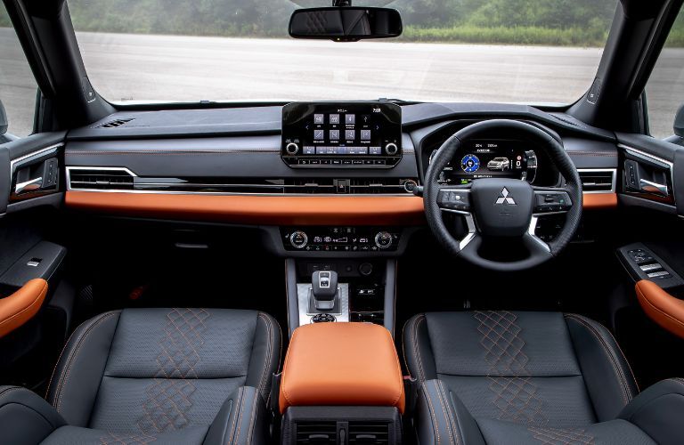 View from inside the front row of the 2023 Mitsubishi Outlander PHEV.