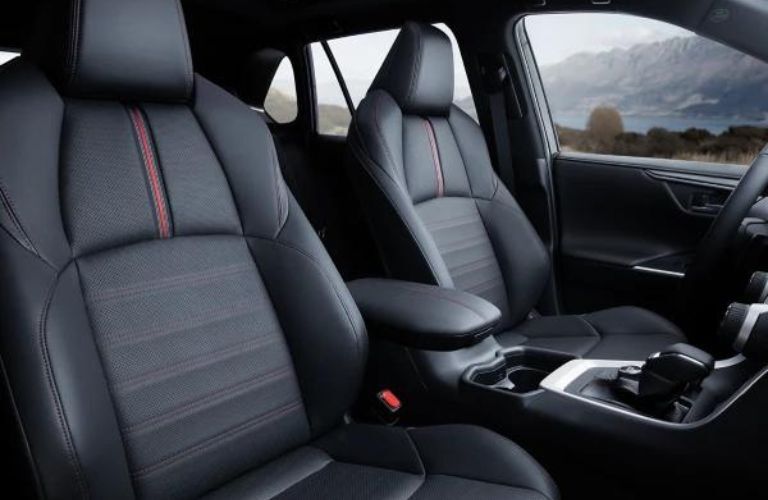 The front seats in the 2023 Toyota RAV4 Prime.