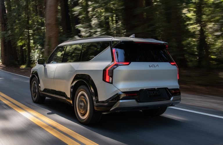 2024 Kia EV9 rear view on the road