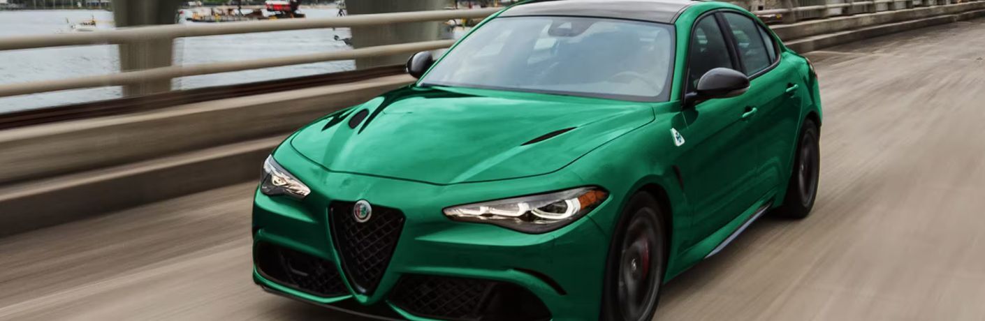 2024 Alfa Romeo Giulia green on the road