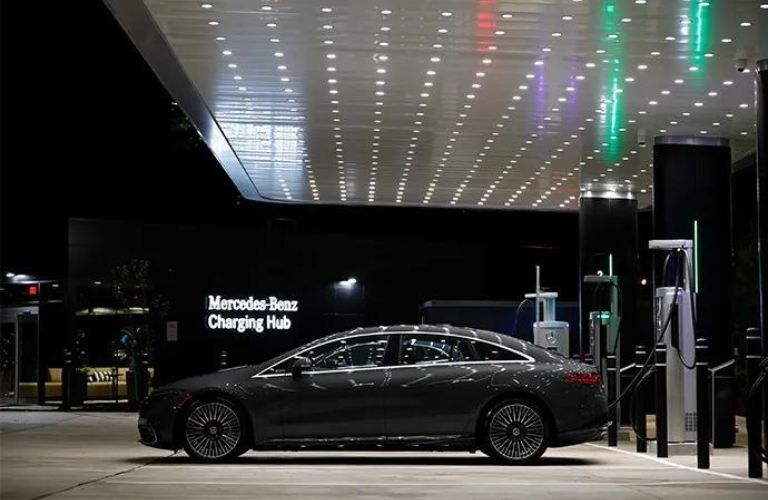2024 Mercedes EQ charging at a charging station