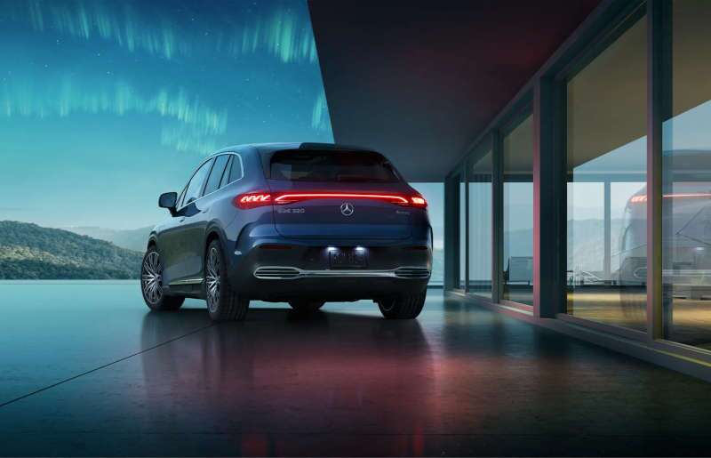 The rear quarter exterior view of the 2026 EQE SUV