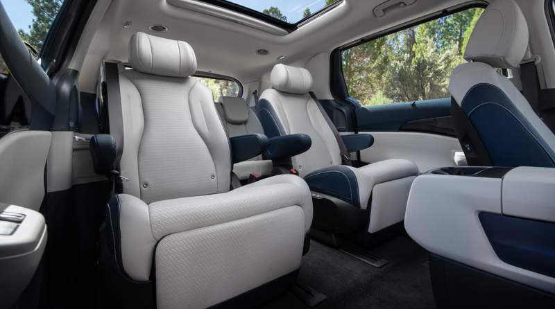 The three rows of seating in the 2025 Kia Carnival MPV.