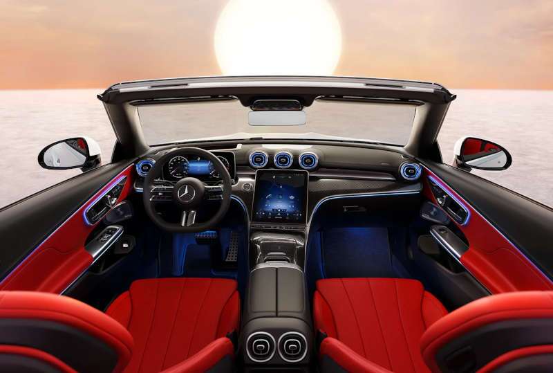 The cockpit, controls, and displays in the 2026 Mercedes-Benz CLE 450 4MATIC® Cabriolet