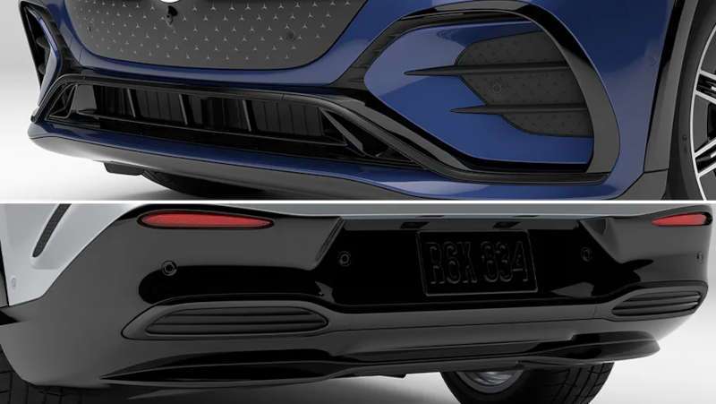 A view of the front and rear aerodynamic features on the 2025 Mercedes-Benz EQS 450 4MATIC® SUV