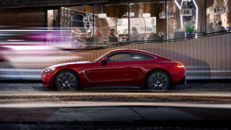 A side exterior view of the 2026 AMG® GT 43 Coupe