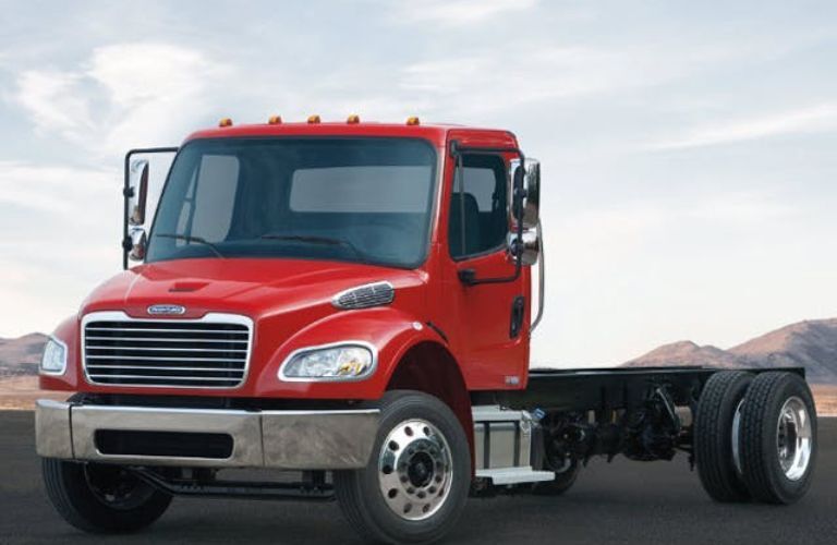 Front three-quarter view of the Freightliner M2 truck