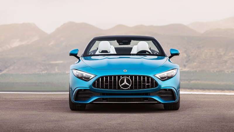A front grille view of the 2025 Mercedes-Benz AMG SL 43