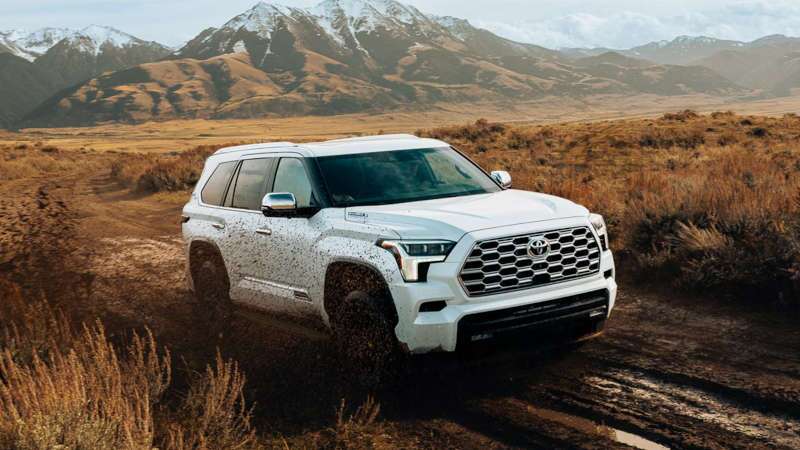 A front quarter exterior view of the 2026 Toyota Sequoia