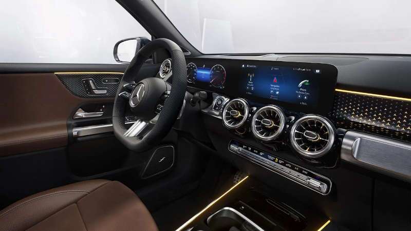 The futuristic display in the 2026 Mercedes-Benz GLB 250 SUV