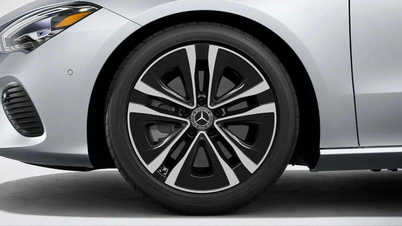 The front wheel and brake assembly of the 2026 Mercedes-Benz CLA 250 4MATIC® Coupe