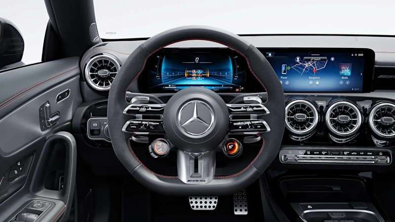 The high tech controls and displays in the 2026 Mercedes-Benz AMG® CLA 45 S Coupe