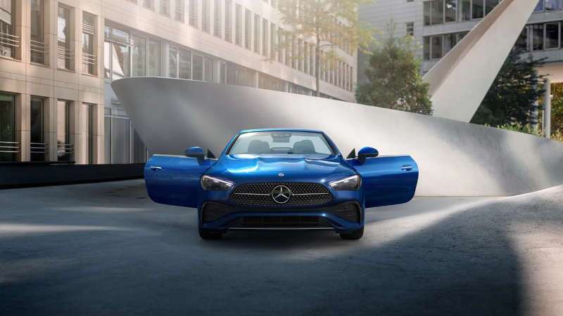 A front exterior view of the 2025 Mercedes-Benz AMG® CLE 53 4MATIC+ Cabriolet