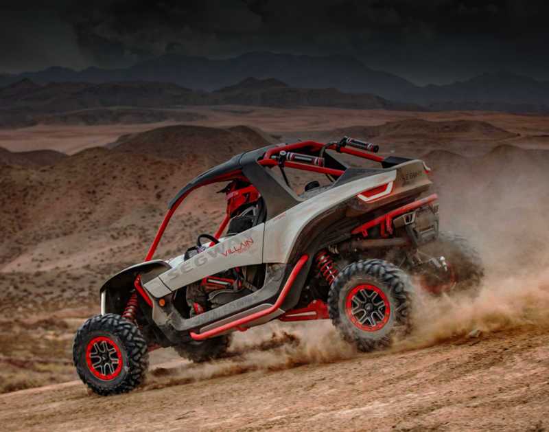A Segway EV ATV on a dirt track