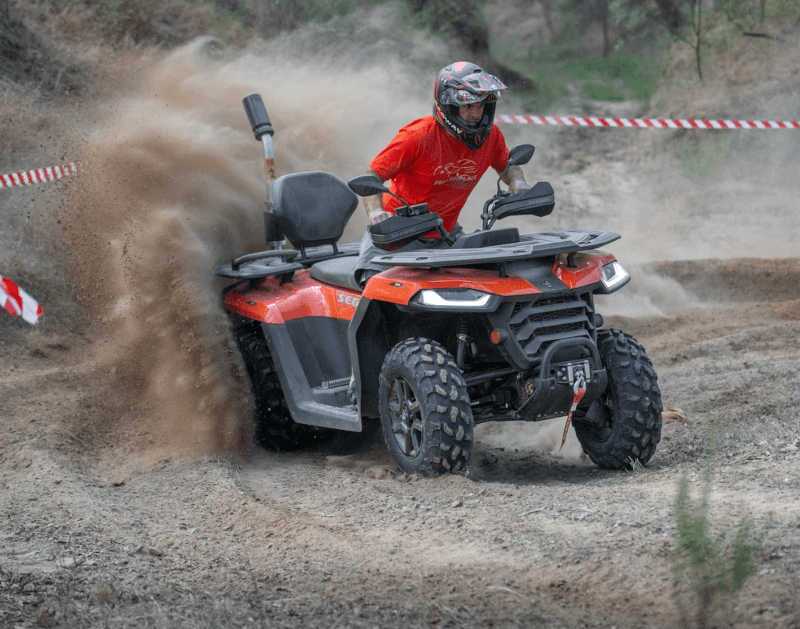A Segway EV ATV on a dirt track