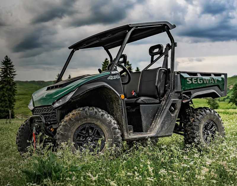 A Segway Powersports model set up for farm work in Western Alberta
