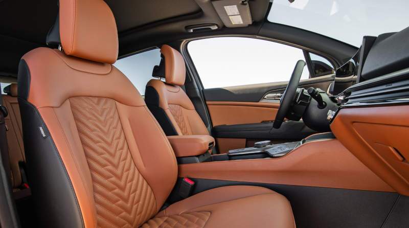 The front row of seating in the 2026 Kia Sportage.