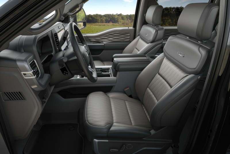 A cockpit view of the 2025 Ford F-250.