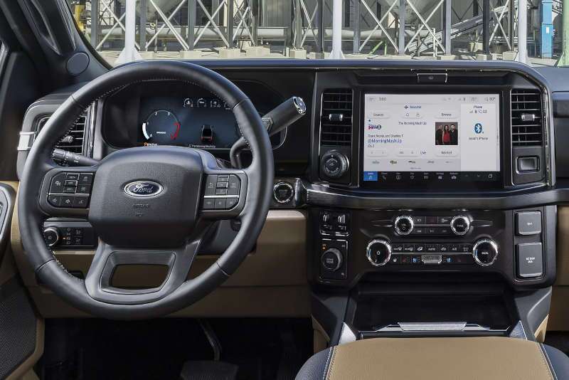 The controls and displays in the 2025 Ford F-250.