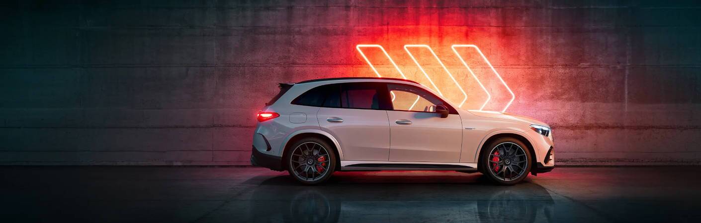 Side view of the 2026 Mercedes-Benz AMG® GLC 43 SUV White