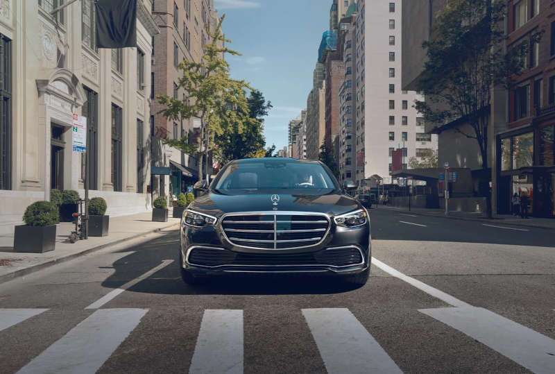 A front exterior view of the 2026 Mercedes-Benz S 500 4MATIC® Sedan