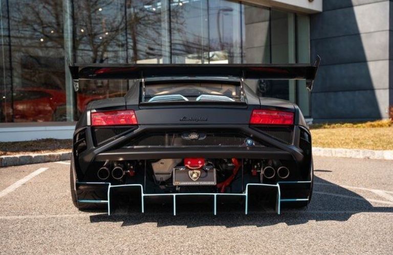 Rear view of the 2013 Lamborghini Gallardo LP570-4 Super Trofeo