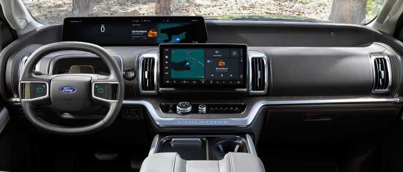 The 2027 Ford Expedition King Ranch cockpit, controls, and Sync4 displays