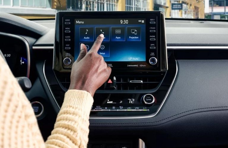 View of the 2022 Toyota Corolla Cross infotainment system