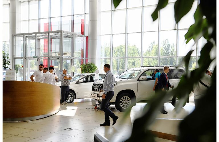 Customers at dealership
