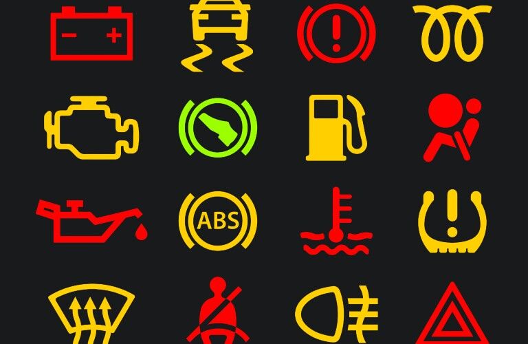 assortment of common dashboard warning lights