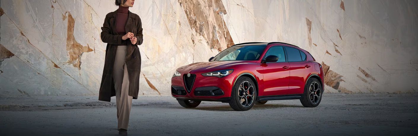 diagonal side view image of a Alfa Romeo Stelvio car