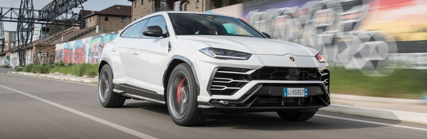 Lamborghini Urus on the road.