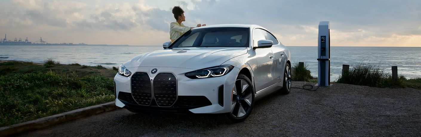 Front three-quarter view of the 2023 BMW i4